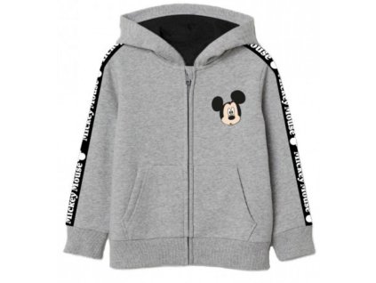 Chlapecká mikina MICKEY hlava na zip s kapucou šedá