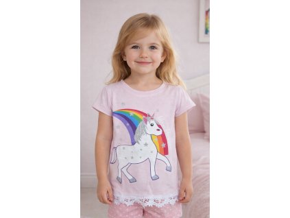 Dívčí tričko UNICORN - JEDNOROŽEC s duhou krátký rukáv