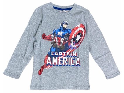 Chlapecké tričko AVENGERS kapitán Amerika v akci dlouhý rukáv šedé