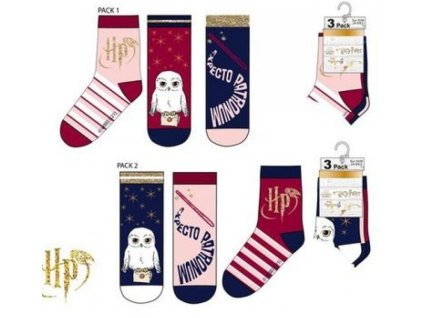 Dívčí ponožky klasické HARRY POTTER 3pack assort