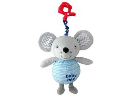 Dětská plyšová hračka s hracím strojkem a klipem Baby Mix Myška (Barva Multicolor)