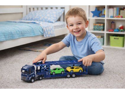 Auto kovové TAHAČ S AUTY na setrvačník set 42 cm