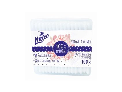 Papírové vatové tyčinky 100% natural Linteo 100 ks v boxu (Barva Dle obrázku)