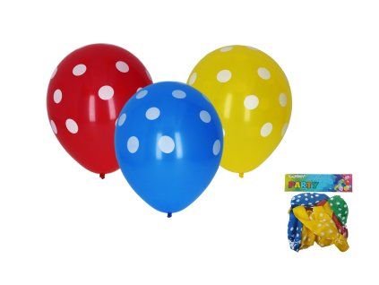 Balónek nafukovací 30cm - sada 10ks potisk puntík