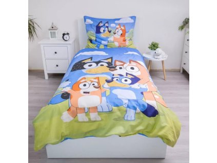 Dětské bavlněné povlečení BLUEY Happy Family modré 140x200