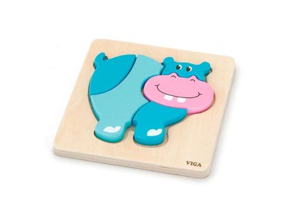 Dřevěné puzzle pro nejmenší Viga Hroch (Barva Multicolor)