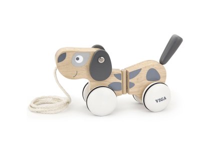 Dřevěná tahací hračka na šňůrce Viga Pejsek (Barva Multicolor)