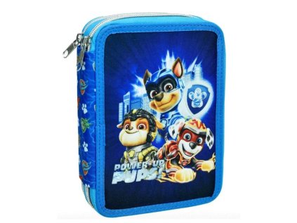 Školní penál dvoupatrový TLAPKOVÁ PATROLA POWER UP s výbavou modrý