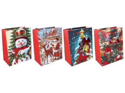 Dárková taška M 26x32x10 cm VÁNOCE assort