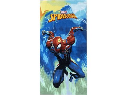 Dětská bavlněná osuška SPIDERMAN ve velkém skoku
