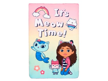 Dětská deka GÁBININ KOUZELNÝ DOMEK Je čas mňoukat 100 x 150 polar fleece duhová