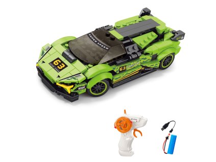 Stavebnice Auto zelené RC na dálkové ovládání 17 cm 275 dílků
