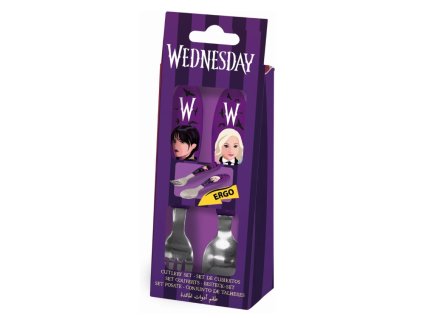 Dětský nerez příbor WEDNESDAY fialový