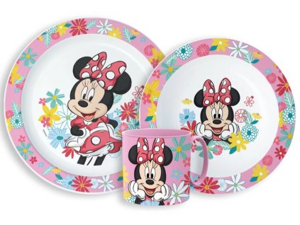 Plastový jídelní set MINNIE léto s květinami s hrnkem