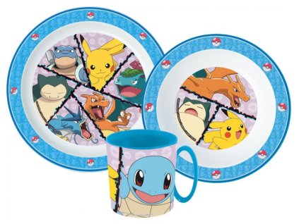 Plastový jídelní set POKÉMONI s hrnkem modrá