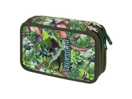 Školní penál dvoupatrový DINOSAURUS zelený