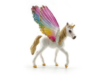 D - Figurka Jednorožec okřídlený duhový 9 cm