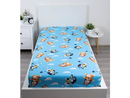 Dětské bavlněné prostěradlo BLUEY modré 90x200
