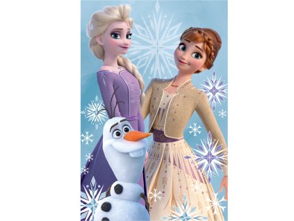 EXK350151 Dětská deka FROZEN Olaf a sestry polar fleece 100x150cm modrá