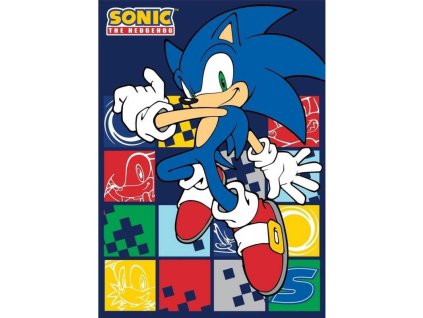 FML934150 Dětská deka JEŽEK SONIC polar fleece 100x140cm tmavě modrá