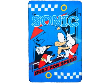 SNXHY46004 Dětská deka JEŽEK SONIC Built for Speed polar fleece 100x150cm modrá