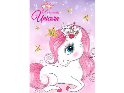 FML351047 Dětská deka UNICORN-JEDNOROŽEC  Princess polar fleece 100x140cm růžová