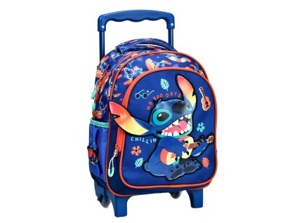 GIM34200072 Dětský cestovní batoh na kolečkách LILO A STITCH s kytarou modrý 30 cm