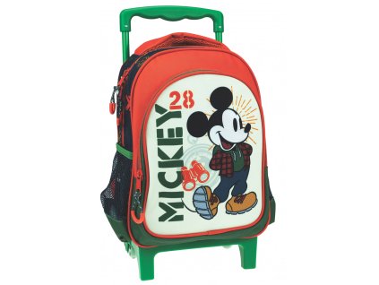 GIM34085072 Dětský cestovní batoh na kolečkách MICKEY zeleno-oranžový 30 cm