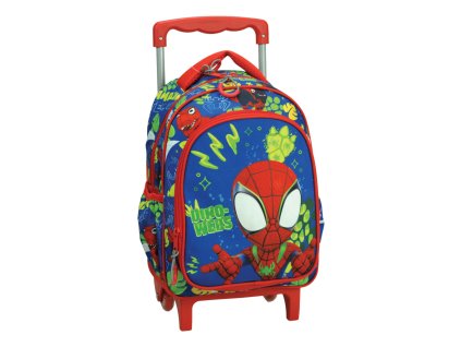 GIM33708072 Dětský cestovní batoh na kolečkách SPIDERMAN DINO červeno-modrý 30 cm