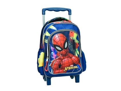 GIM33706072 Dětský cestovní batoh na kolečkách SPIDERMAN skvrny modrý 30 cm
