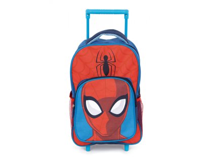 ADX16427SM Dětský cestovní batoh na kolečkách SPIDERMAN hlava a pavouk modrý 36 cm