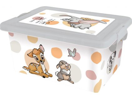 STF13637 Plastový úložný box s víkem DISNEY BAMBI bílý 7 L