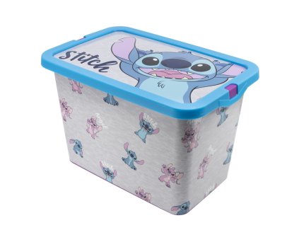 STF02434 Plastový úložný box s víkem LILO A STITCH šedo-modrý 7 L