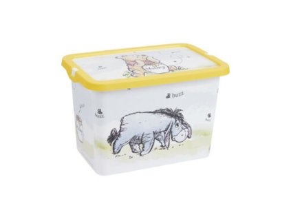 STF02174 Plastový úložný box s víkem MEDVÍDEK PÚ žlutobílý 7 L