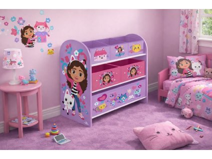 Organizér na hračky GÁBININ KOUZELNÝ DOMEK růžový