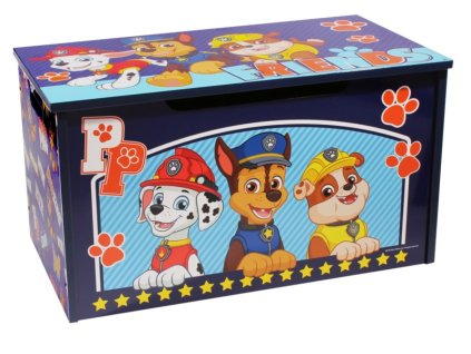 ARJ015756 Dřevěná truhla TLAPKOVÁ PATROLA modrá 55.5x29.5x30 cm