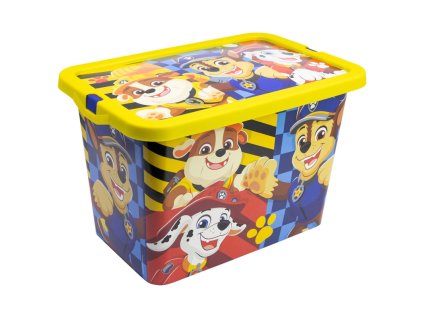 STF02844 Plastový úložný box s víkem TLAPKOVÁ PATROLA žlutý 7 L