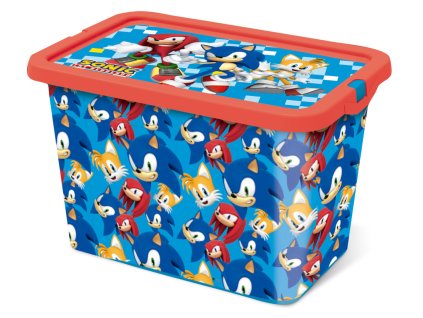 STF04504 Plastový úložný box s víkem SONIC červeno-modrý 7 L