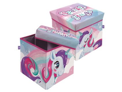 ADX16160ZK Taburet UNICORN - JEDNOROŽEC Sparkle duhový 30×30×30 cm