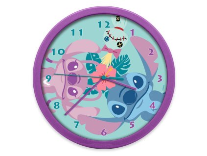 EWA3098LAS Nástěnné hodiny LILO A STITCH fialové 25 cm