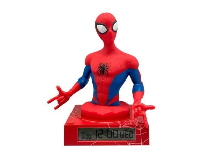 EWA3621SPD Dětské 3D noční světlo a budík SPIDERMAN červený 25 cm