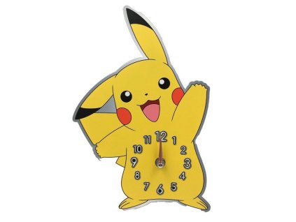 EWA3170POK Nástěnné kovové 3D hodiny POKÉMONI PIKACHU žluté 27 cm