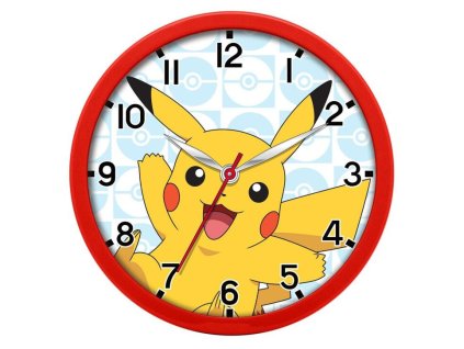EWA3159POK Dětské nástěnné hodiny POKÉMONI PIKACHU červené 25 cm