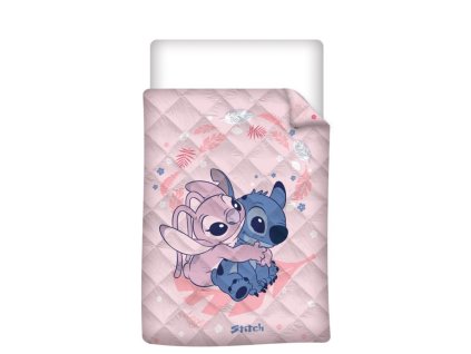 AYM450567 Prošívaný přehoz přikrývka LILO A STITCH 140x200cm růžový