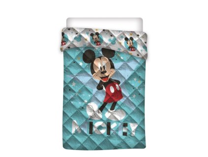 AYM113990 Prošívaný přehoz přikrývka MICKEY MOUSE 140x200cm tyrkysový