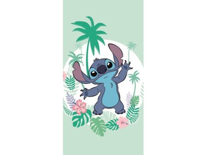 AYM074857 Dětská bavlněná osuška LILO A STITCH palmi zelená 70x140cm