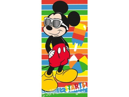 EWA235MK Dětská bavlněná osuška MICKEY ledňák a barevné pruhy 70x140cm