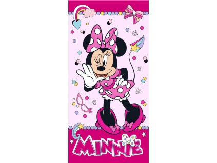 BRM014510 Dětská bavlněná osuška MINNIE Funny růžová 70x140 cm