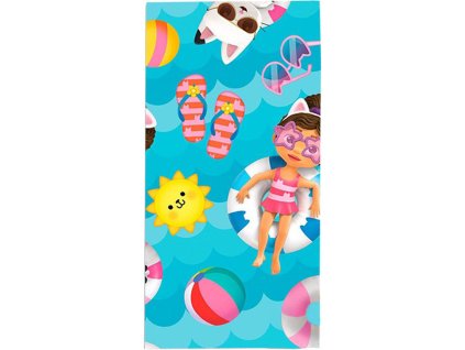 EWA00003GD Dětská bavlněná osuška GÁBININ KOUZELNÝ DOMEK v bazénu 70x140cm