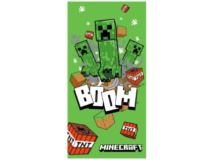 BRM019379 Dětská bavlněná osuška MINECRAFT Boom zelená 70x140cm